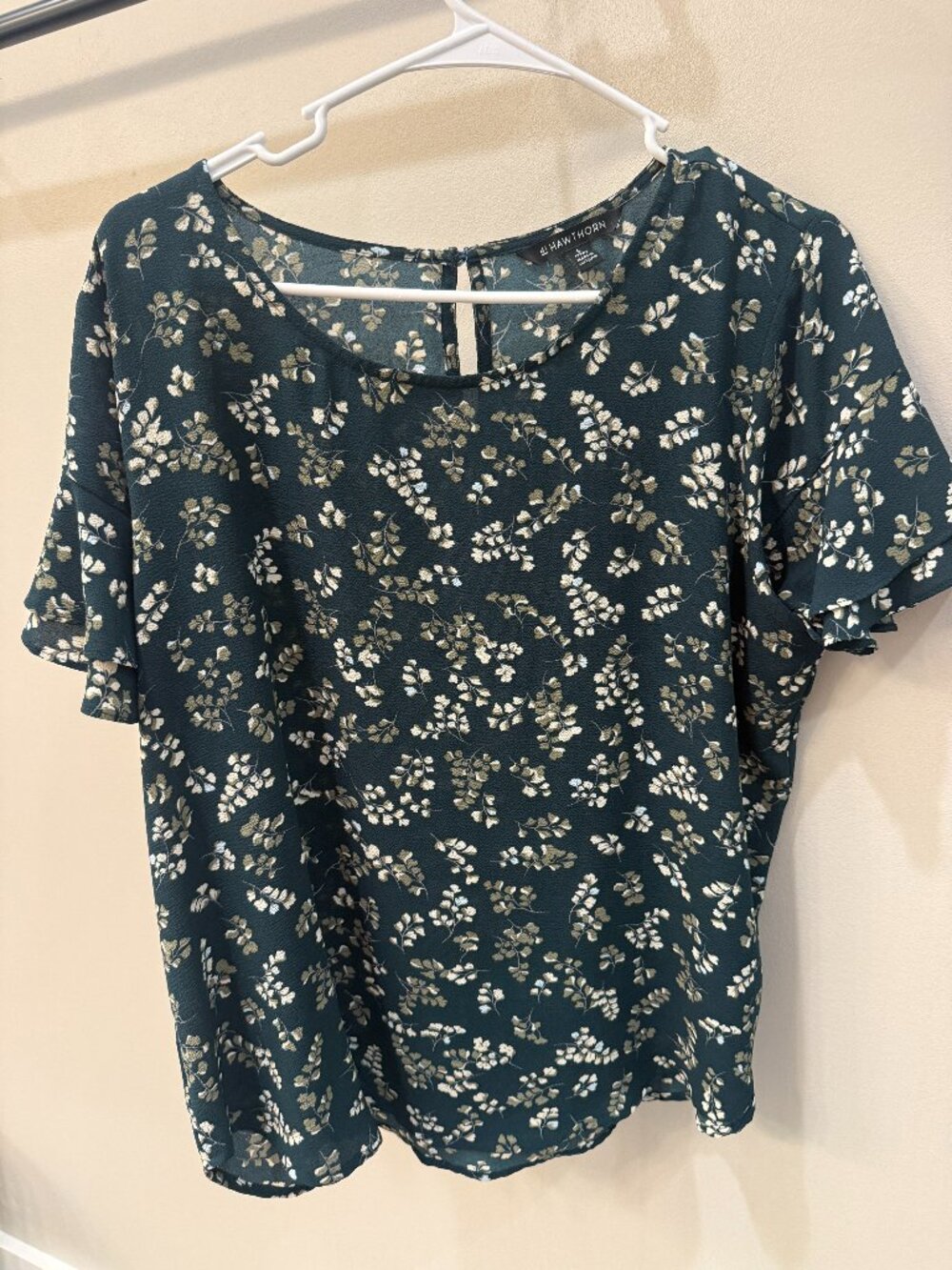 41 Hawthorn Green Flower Blouse Petite Large